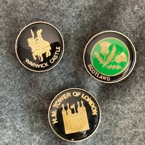Vintage Souvenir Landmark Pin Set - London, Scotland